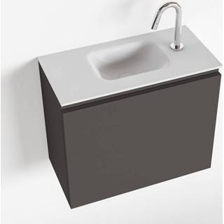 👉 Toiletmeubel grijs talc olan MONDIAZ 60cm dark grey. LEX wastafel midden 1 kraangat 6017332578569