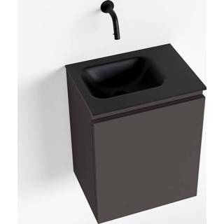 👉 Toiletmeubel grijs urban olan MONDIAZ 40cm dark grey. LEX wastafel links geen kraangat 6017324112153