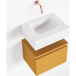 👉 Toiletmeubel talc andor MONDIAZ 40cm ocher. LEX wastafel midden geen kraangat 6017317491487