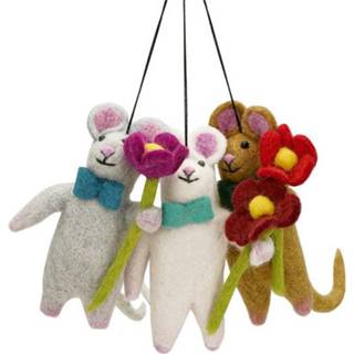 👉 Hanger vilten vilt Decoratieve Muis met Bloem - Assorti 8717506135694