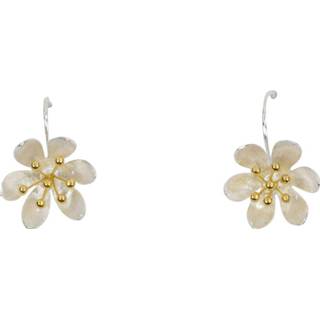 👉 Oorhanger zilveren zilver wit goudkleurig Oorhangers met Haken - Bloemen Wit-Goudkleurig 8717506290737