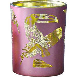 👉 Waxine licht houder glas roze Waxinelichthouder Toekan (8 x 7 cm) 8716522074918