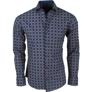 👉 Herenoverhemd l male print mannen New Republic Dinero milano heren overhemd slim fit- geblokt/gestippelt navy 8720086120981