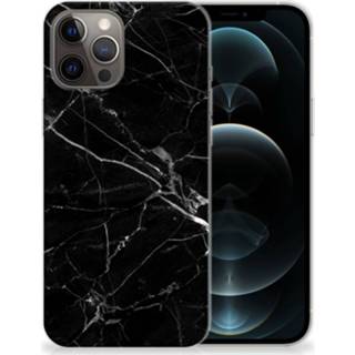 👉 Siliconen hoesje zwart marmer IPhone 12 Pro Max TPU - Origineel Cadeau Vader 8720215736984