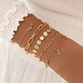 👉 Armband legering goud 5st ronde schijf decor