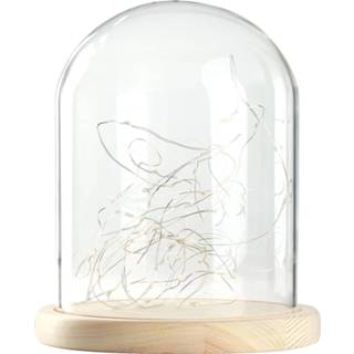 👉 Koepel houten 15 * 18.5cm glazen display Jar kleden Decor basis w / Fairy LED-licht 8720072151357