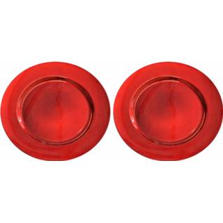 👉 Onderbord rode 12x Ronde glimmende onderborden 33 cm voor een diner