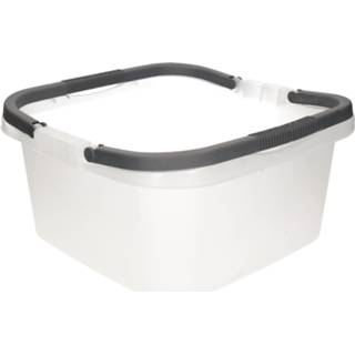 👉 Handvat grijze Donker afwasteil / emmer met 13 liter
