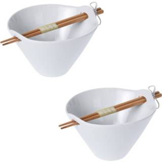 👉 Noodles Set van 6x stuks schaaltjes/poke bowls met 2 eetstokjes