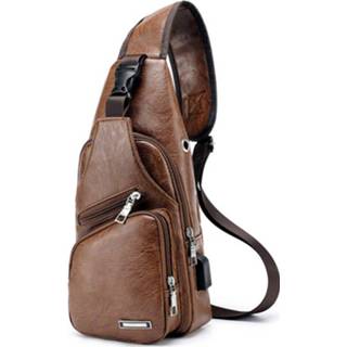 👉 Headphone leather Men's Crossbody Chest Bags Waist USB Charging Plug Shoulder Bag Diagonal Package New 2020