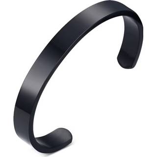 Armband zwart active armbanden vrouwen mannen 8mm breedte dames heren roestvrij stalen oppervlak (zwart)