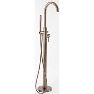 👉 Badmengkraan messing modern vloer Brushed Copper mengkraan vrijstaande badkranen amara keramische schijf met Handdouche Geborsteld Koper | 5051752953477