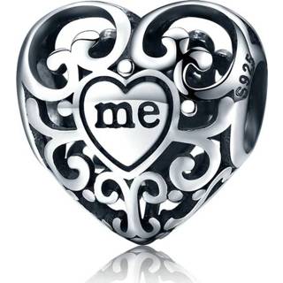 Armband zilveren BAMOER Romantische Echt 925 Sterling Opengewerkte U & Me Blad Bloem Kralen fit Charm Bangle DIY SieradenSCC145 8719826533600