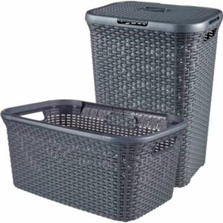 👉 Wasbox antraciet polypropyleen mannen Curver 2-delige Wasboxen- En Mandenset Style 45l+60l 3253928506032