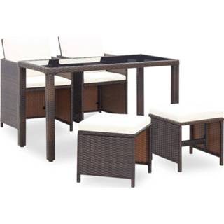 👉 Tuinset bruin Vidaxl 5-delige Met Kussens Poly Rattan 8719883744414