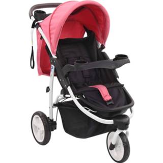 👉 Kinderwagen roze zwart kinderen Vidaxl Met 3 Wielen En 8719883705927