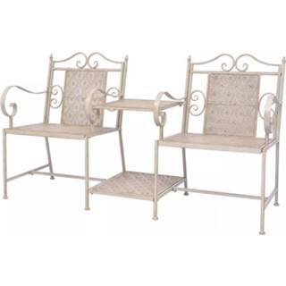 👉 Tuinbank wit staal metaal Vidaxl Tweezits 161 Cm 8718475507109