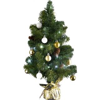 Kunstkerstboom wit zilver PVC multikleur 4goodz Met Licht En Versiering 50cm Hoog - Zilver/wit 6013942664630