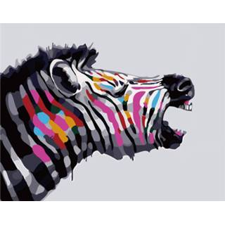 👉 Multikleur Schilderen Op Nummer - Zebra 40 X 50 Cm 8719748394761