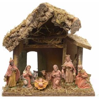 👉 Kerststal polyresin multikleur Kerstal Inclusief 8 Kerststalletje Figuren Van Polystone 27 X 17 26 Cm 8719538117952