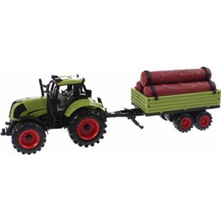 👉 Aanhanger kunststof groen Johntoy Speelset Junior Farming Tractor Met 43 Cm 8719817172894