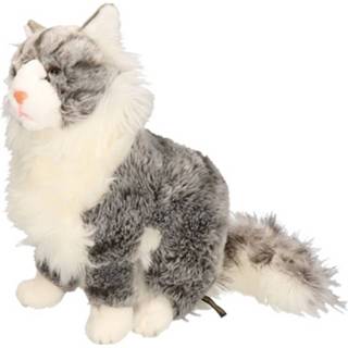 👉 Pluche grijze katten knuffel 35 cm