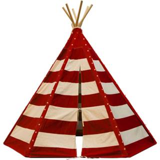 👉 Rood wit katoen Tipi Tent Lumo Met Led-verlichting - Rood/wit 8717973935308