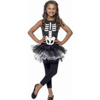 👉 Polyester zwart Skelet Kostuum Voor Meiden 130-143 (7-9 Jaar) 8719538009653