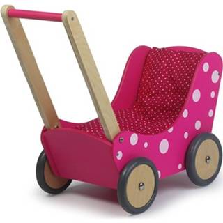 Houten poppenwagen roze active kinderen Simply for Kids Stippeltje 8717278833927