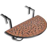 👉 Balkontafel terracotta keramisch bruin Vidaxl Hangend Mozaïek Half-rond 8718475874485