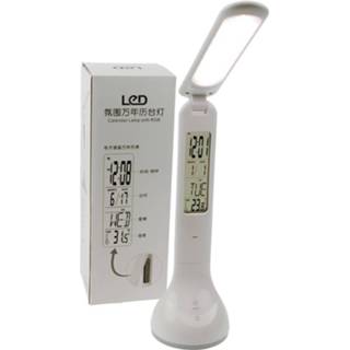 👉 Bureaulamp wit 180° Inklapbare Led Met Rgb Verlichting En Kalender - Alarmklok Temperatuurmeter 8718274547085