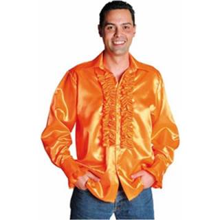 👉 Overhemd active bloes mannen oranje synthetisch met rouches