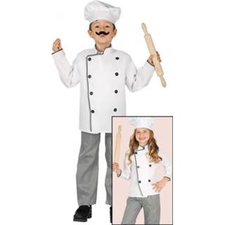 👉 Verkleedpak synthetisch wit kinderen Chef Kok Kostuum Voor - 128-134 (7-9 Jaar) 8719538332256