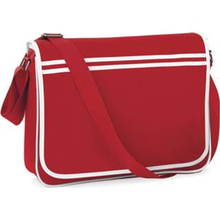 👉 Schoudertas rood wit polyester Bagbase Retro Classic Red/white 12 Liter 5060202730018