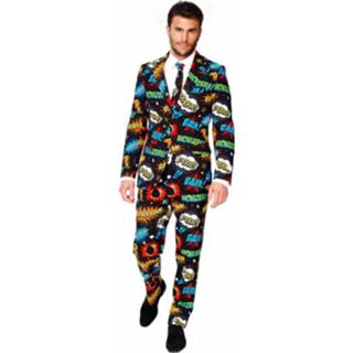 👉 Multi polyester mannen Business suit met comic print