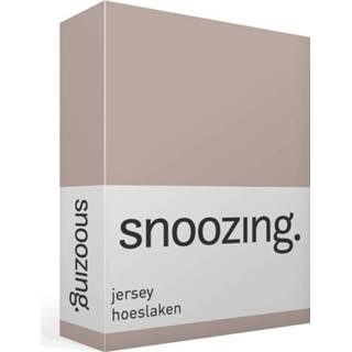 👉 Jersey hoeslaken katoen taupe Snoozing - 100% Gebreide 2-persoons (120x200 Cm) 8719151024699