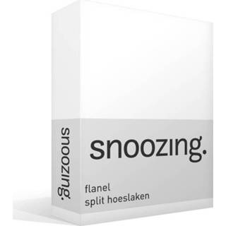 👉 Wit flanel Snoozing - Split-hoeslaken Lits-jumeaux 160x200 Cm 8719151002987