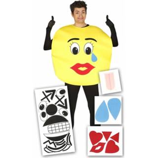 👉 Synthetisch multikleur Smiley Kostuum Met Stickers Voor Volwassenen 8718758851769