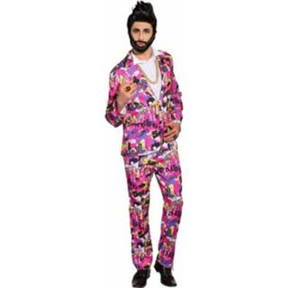 👉 Polyester XS roze mannen Jaren 80 Kostuum Voor Heren 46 (Xs) 8718758843009