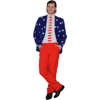 👉 Amerikaanse vlag synthetisch multikleur mannen Opposuits - Usa/amerikaanse Print Verkleedkleding Net Kostuum/pak Voor Heren Inclusief Stropdas 54 (2xl) 8718719271650