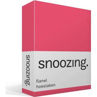 👉 Hoeslaken magenta flanel roze Snoozing - 100% Geruwde Flanel-katoen 1-persoons (70x200 Cm) Fuchsia 8719151059622