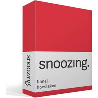 👉 Hoeslaken rood flanel Snoozing - 100% Geruwde Flanel-katoen 1-persoons (70x200 Cm) 8719151059387