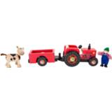 👉 Hout small rood Foot Tractor Met Trailer 4-delig 4020972103161
