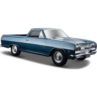 👉 Modelauto metaal blauw Chevrolet El Camino 1965 1:24 8719538446434