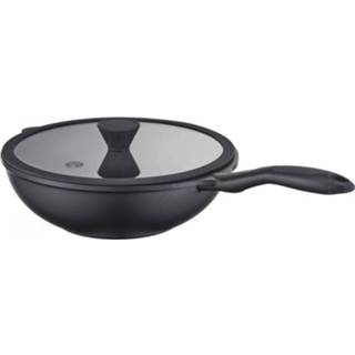 👉 Wokpan aluminium zilverkleurig Masterchef - Incl. Glazen Deksel ø 28 Cm 5060550700435