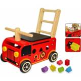 👉 Duwwagen hout rood I'm Toy Loop/duwwagen Brandweer 8850714874808