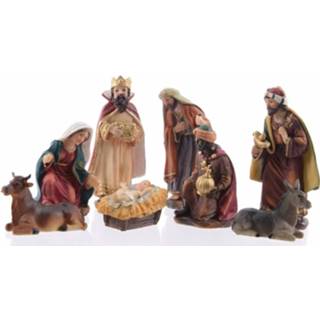 👉 Kerststal polyresin multikleur 8 Figuurtjes Van Polyestone 12 Cm - Kerststalletje Fiiguren 8719538118034