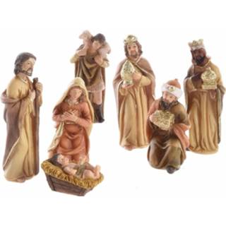 👉 Kerststal polyresin multikleur 7 Figuren Van Polystone - Kerststalletje Figuurtjes 8719538117990