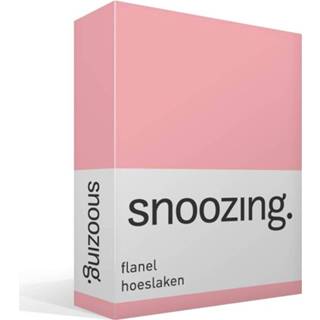 👉 Hoeslaken roze flanel Snoozing - 100% Geruwde Flanel-katoen 1-persoons (90/100x220 Cm) 8719151001690