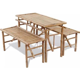 Picknicktafel bamboe hout bruin Vidaxl Picknick Tafel Set Inklapbaar 3-delig 8718475909194